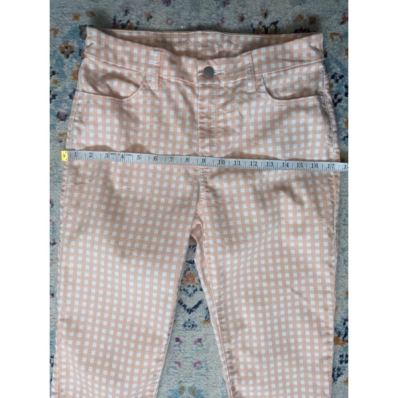 Chico's Peach Gingham Perfect Stretch Girlfriend Slim Leg Capri - 0 (S/4) - Picture 8 of 12